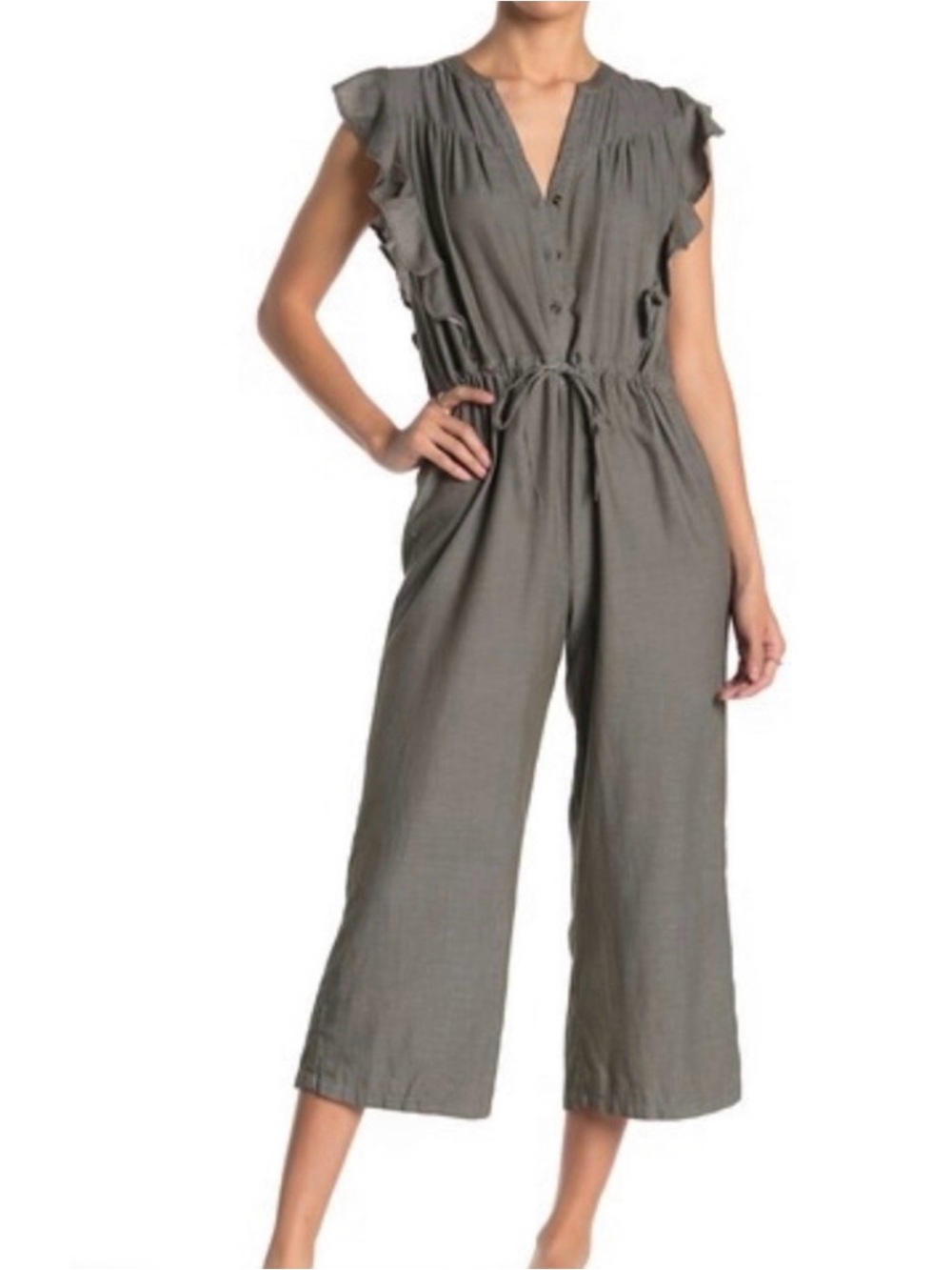SUSINA - Ruffle Sleeve Crop Jumpsuit 1X